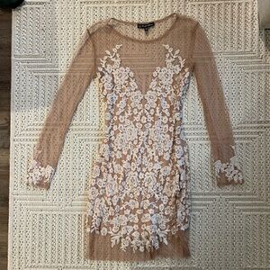 For Love And Lemons Tan and White Lace Dress